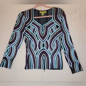 Cartise striped ribbon full zip blazer size 2